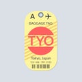 Tokyo Luggage tag. Airport baggage ticket. Travel label. Vector illustration